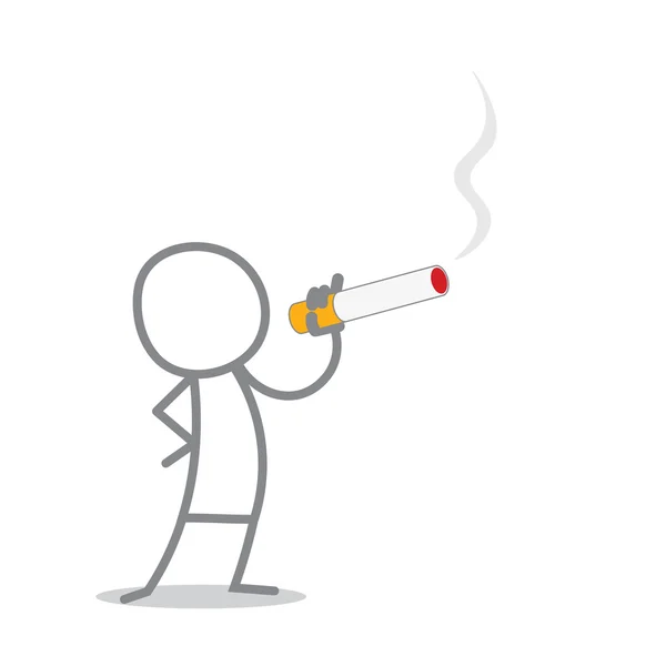 Doodle Man röka en cigarett. — Stock vektor