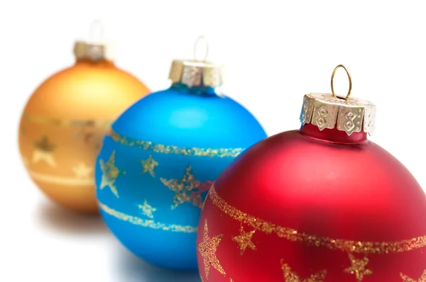 Tres bolas de Navidad macro — Foto de Stock