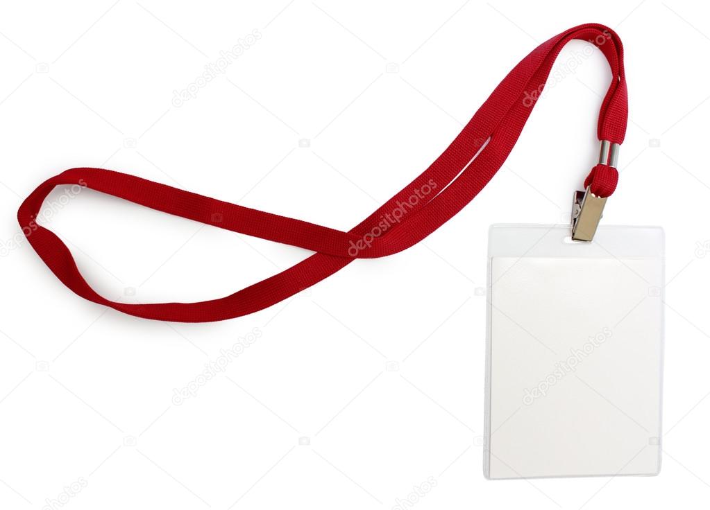Name badge with red lace