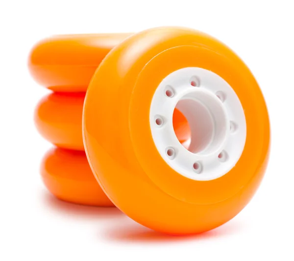 Roues orange isolées sur blanc — Photo