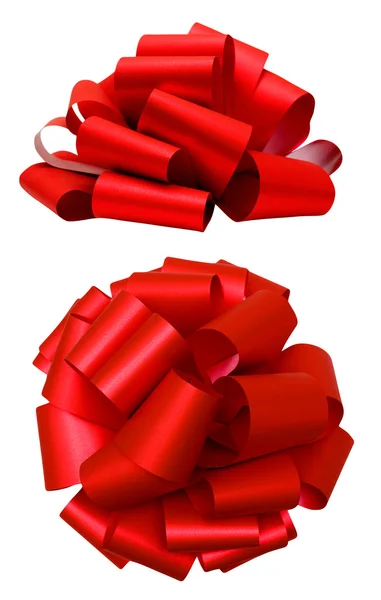 Red lush bow isolated over white, clipping path — Stock Photo, Image