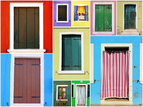 Janelas coloridas e portas — Fotografia de Stock