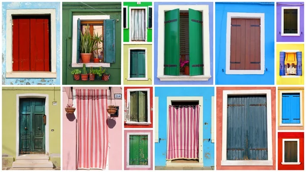 Janelas coloridas e portas — Fotografia de Stock