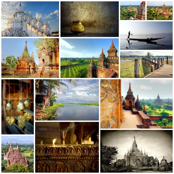 Pagodas y templos en valle de Bagan — Foto de Stock