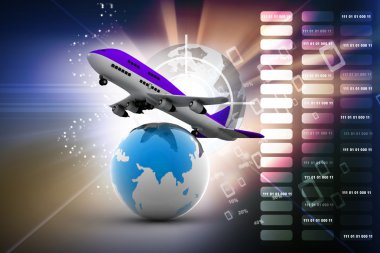 3D hava hattı üzerinden beyaz bir arka plan üzerinde dünya