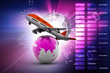 3D hava hattı üzerinden beyaz bir arka plan üzerinde dünya