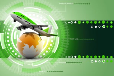 3D hava hattı üzerinden beyaz bir arka plan üzerinde dünya
