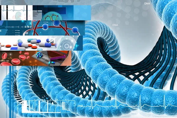 Cyfrowy ilustracja DNA w kolor tła — Zdjęcie stockowe