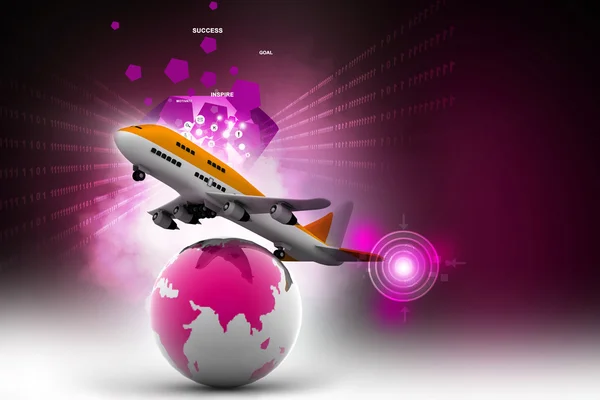 3d Air line over globe — Stock Photo, Image