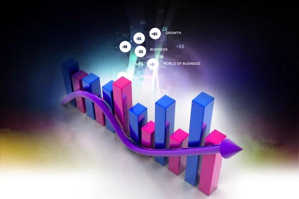 Digital illustration av business diagram med pil visar tillväxt och vinst — Stockfoto