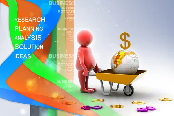 3d multi uso moneda de oro en y la tierra carretilla. Crecimiento del negocio y beneficio — Foto de Stock