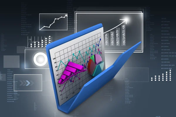 Ordner mit Diagramm, Diagramm, Grafik — Stockfoto