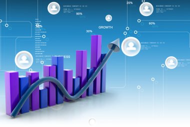 Dijital illüstrasyon iş grafik büyüme ve kar gösteren bir ok ile