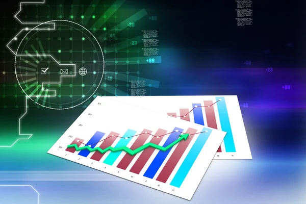 Üzleti grafikon és jelentés — Stock Fotó