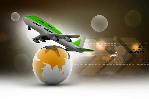 3D linii lotniczych na całym świecie na białym tle — Zdjęcie stockowe