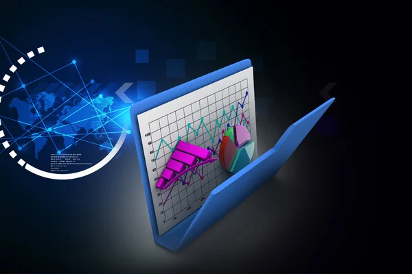 Diyagramı, grafik, grafik ile klasör — Stok fotoğraf