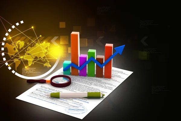 Business graph with report — Stock Photo, Image