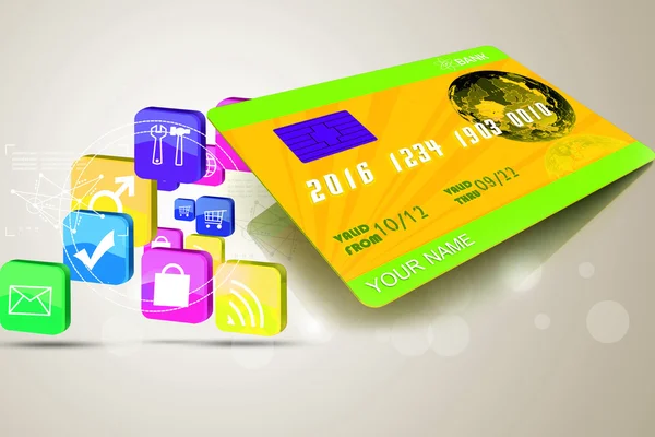Cyfrowy ilustracja karta bankomatowa w kolor tła — Zdjęcie stockowe