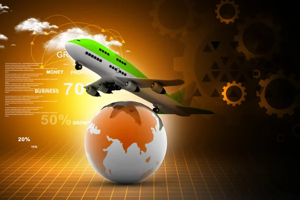 3d Air line over globe — Stock Photo, Image