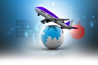 3D hava hattı üzerinden beyaz bir arka plan üzerinde dünya