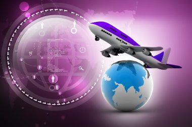 3D hava hattı üzerinden beyaz bir arka plan üzerinde dünya