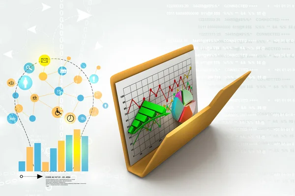 Folder with diagram, chart, graph — Stock Photo, Image
