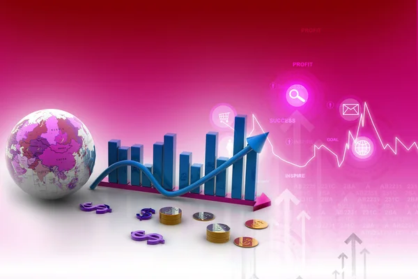 3D Multiuse Render Business Graph mit Erde — Stockfoto