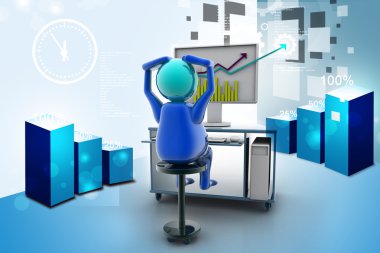 iş grafik LCD ekran üzerinde. yeni iş büyüme kavramı
