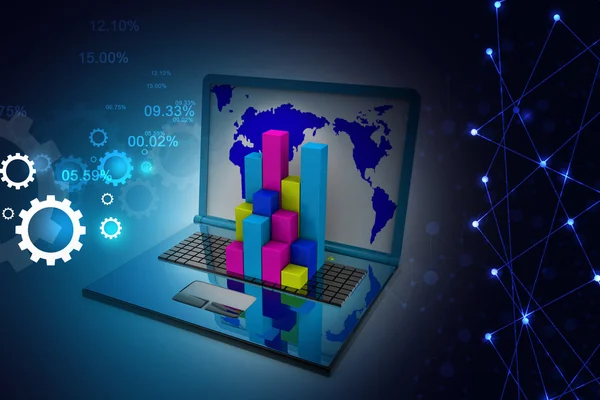 コンピューターでグラフ表示します。 — ストック写真