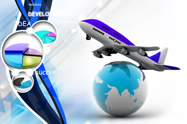 3d Air line over globe — Stock Photo, Image