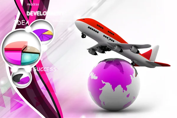 3d Air line over globe — Stock Photo, Image