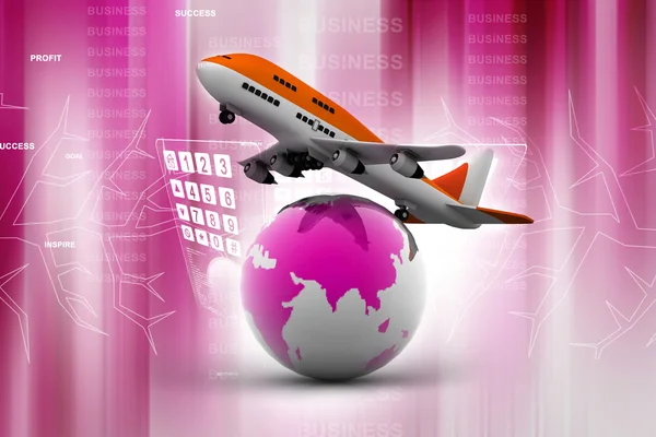 3d Air line over globe — Stock Photo, Image