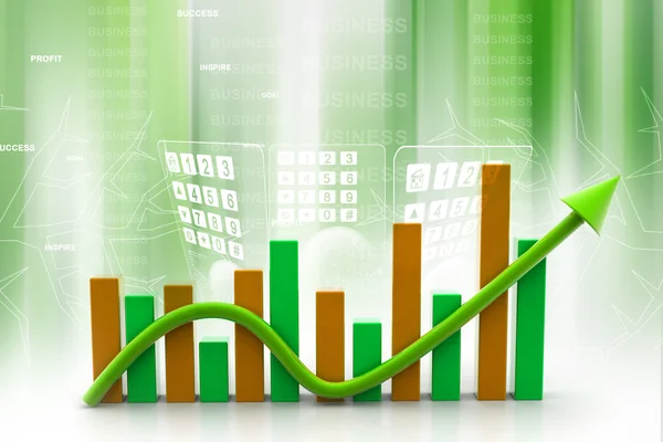 Ilustración digital del gráfico de negocios con flecha que muestra crecimiento y beneficio —  Fotos de Stock