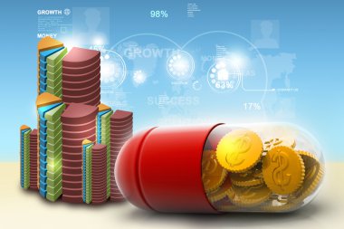 bir doları para ile dolu ilaç illüstrasyon