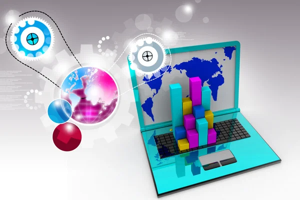 Graph in computer — Stock Photo, Image