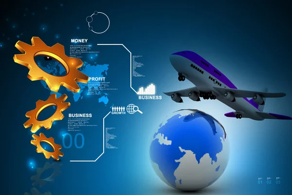 3D letecké linky po celém světě — Stock fotografie