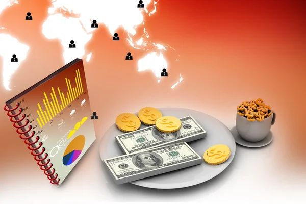 Serwis obiadowy z dolara. finansowego koncepcji na talerzu — Zdjęcie stockowe