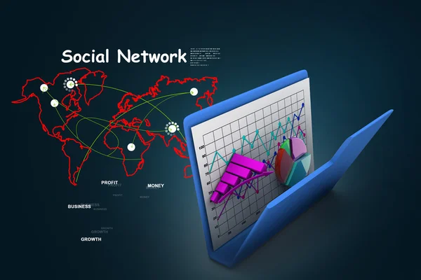 Cartella con diagramma, grafico, grafico — Foto Stock