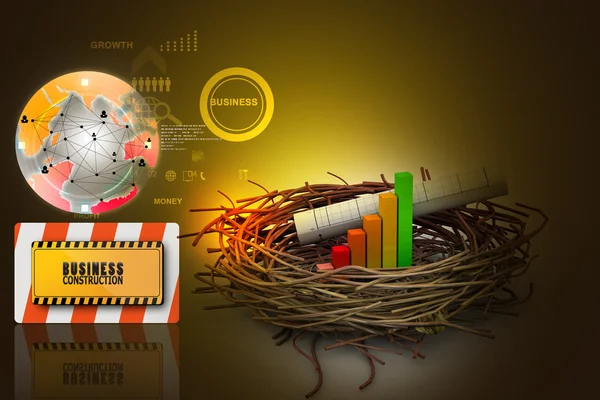 Geschäftsdiagramm und Grafik auf Nest — Stockfoto