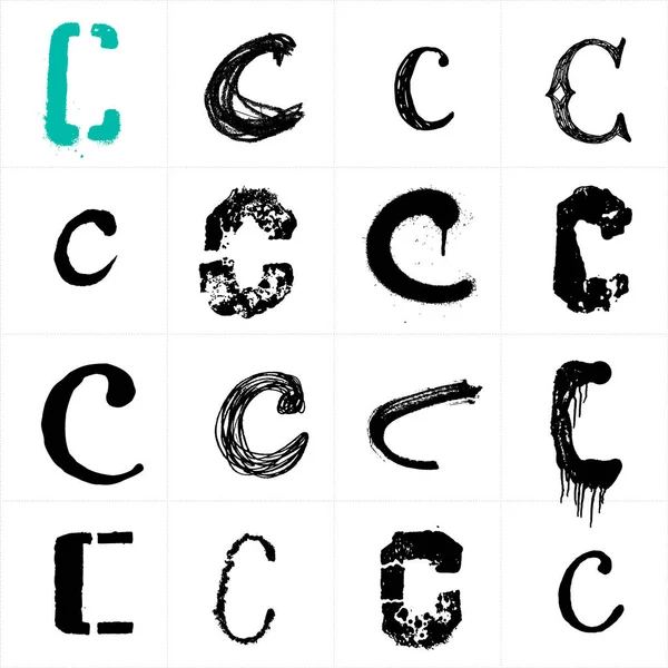 문자와 알파벳 Uppercase Russian Ukrainian Handwritten Fonts 페인트와 분필로 글꼴이 — 스톡 벡터