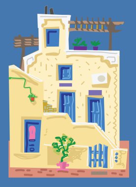 Santorini Island, Yunanistan - cephe