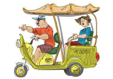Moto rickshaw - çizgi film