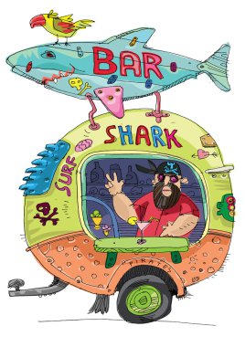 plaj bar - çizgi film