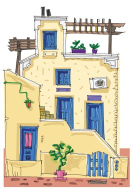 Santorini Island, Yunanistan - cephe