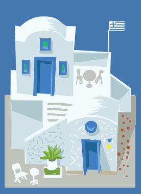 Santorini Island, Yunanistan - cephe
