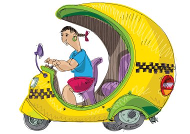 Moto rickshaw - çizgi film