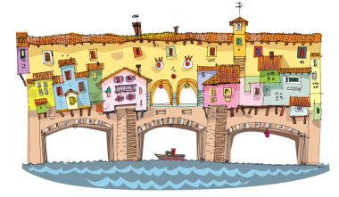 Binalar ile Ortaçağ köprü