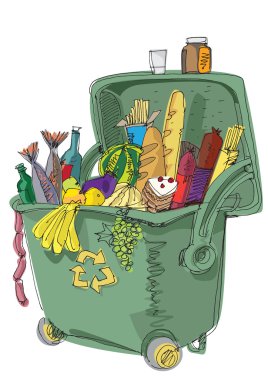 dumpster full of food - concept clipart