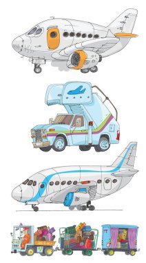 an airport set - cartoon clipart