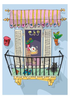 cute balcony - cartoon clipart